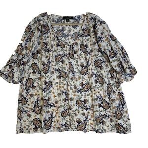 Suzanne Betro Women's Blouse Size L Boho Bohemian Paisley Flowy Cottage Core‎